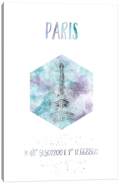Coordinates Paris Eiffel Tower I Canvas Art Print - Melanie Viola