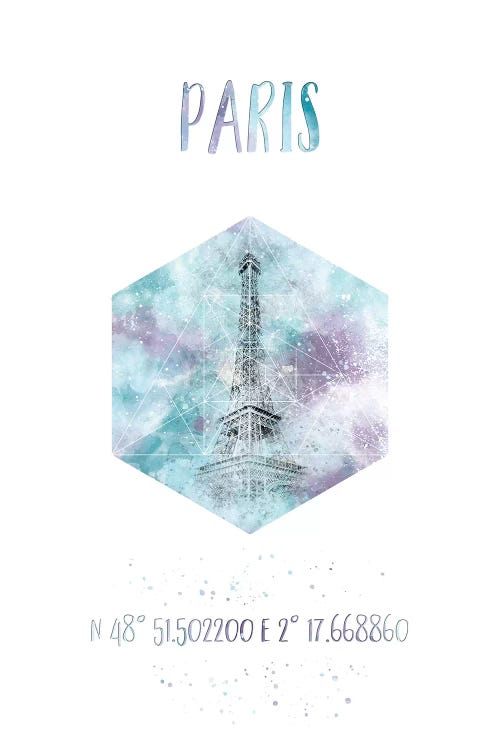 Coordinates Paris Eiffel Tower I by Melanie Viola wall art