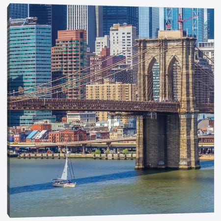 New York City Brooklyn Bridge And Manhattan Skyline Canvas Print #MEV321} by Melanie Viola Canvas Print