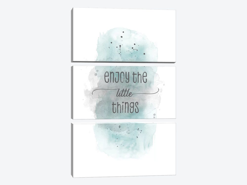 Enjoy The Little Things | Watercolor Turquoise by Melanie Viola 3-piece Canvas Print