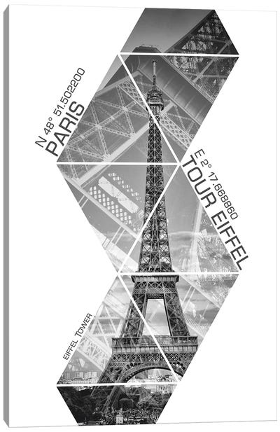 Coordinates Paris Eiffel Tower III Canvas Art Print - Melanie Viola