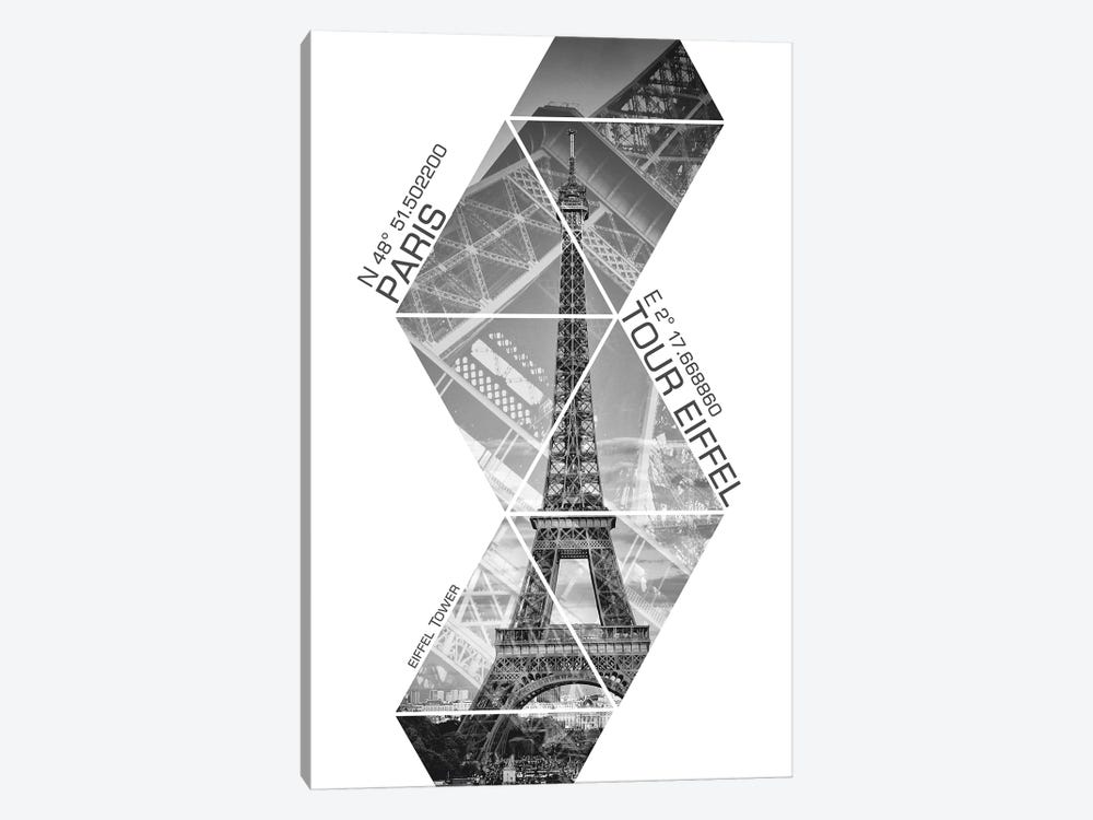 Coordinates Paris Eiffel Tower III by Melanie Viola 1-piece Canvas Print