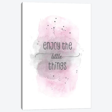 Enjoy The Little Things | Watercolor Pink Canvas Print #MEV330} by Melanie Viola Canvas Wall Art