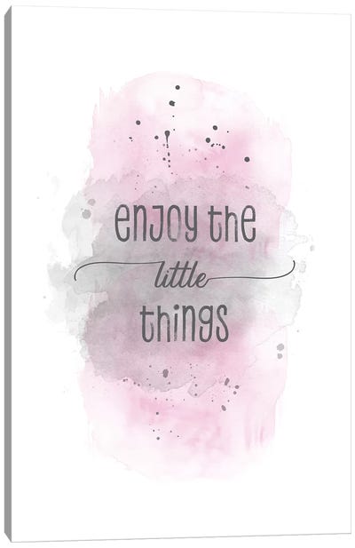 Enjoy The Little Things | Watercolor Pink Canvas Art Print - Balance Art