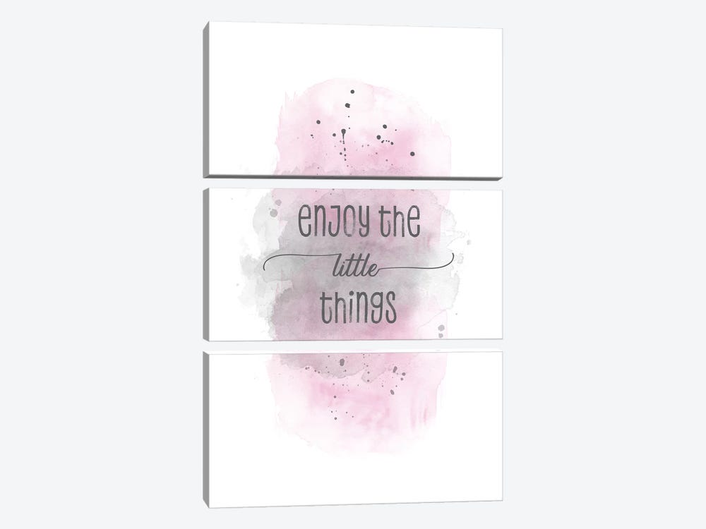 Enjoy The Little Things | Watercolor Pink by Melanie Viola 3-piece Canvas Art Print