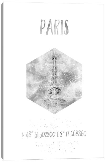 Coordinates Paris Eiffel Tower  II Canvas Art Print - Melanie Viola