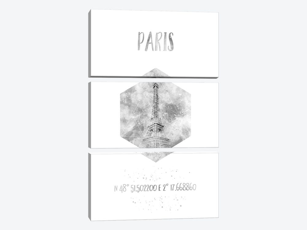 Coordinates Paris Eiffel Tower  II by Melanie Viola 3-piece Canvas Artwork