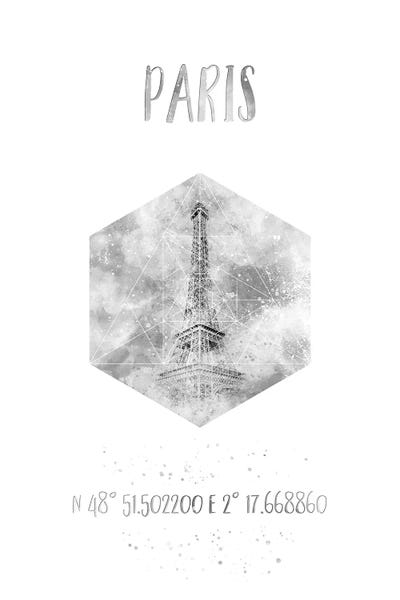 Paris Typography: Coordinates Paris Eiffel Tower  II by Melanie Viola
