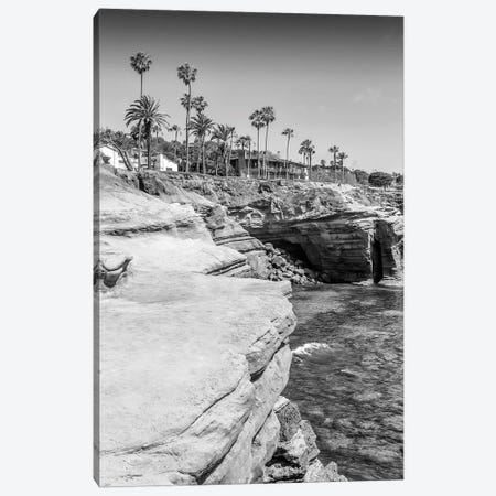 San Diego Sunset Cliffs Monochrome Canvas Print #MEV348} by Melanie Viola Art Print