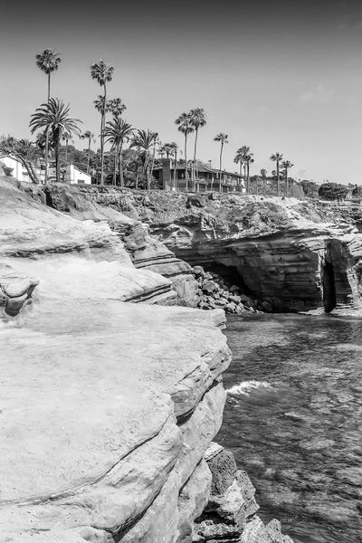 San Diego: San Diego Sunset Cliffs Monochrome by Melanie Viola