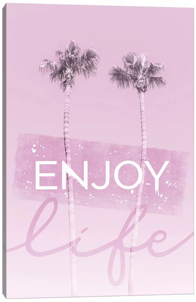 Idyllic Palm Trees In Pink - Enjoy Life Canvas Art Print - Happiness Art