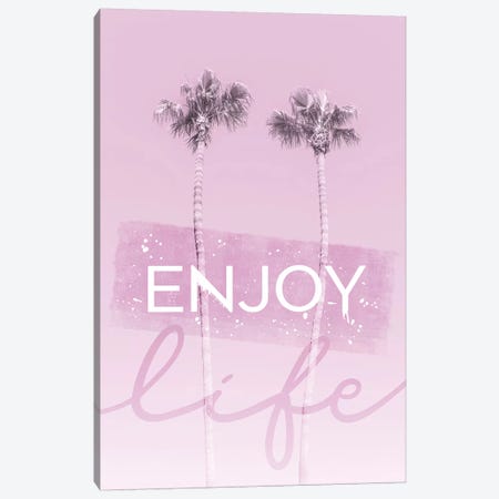 Idyllic Palm Trees In Pink - Enjoy Life Canvas Print #MEV350} by Melanie Viola Canvas Artwork