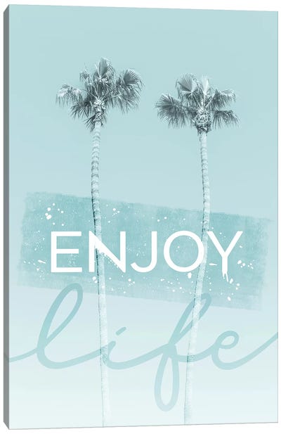 Idyllic Palm Trees In Turquoise - Enjoy Life Canvas Art Print - Happiness Art