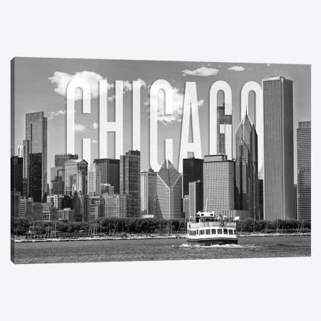 Skyline Of Chicago Monochrome Canvas Print #MEV363} by Melanie Viola Art Print