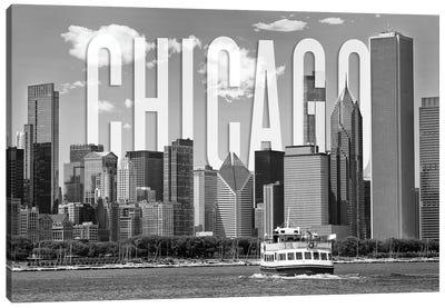 Skyline Of Chicago Monochrome Canvas Art Print - Chicago Skylines