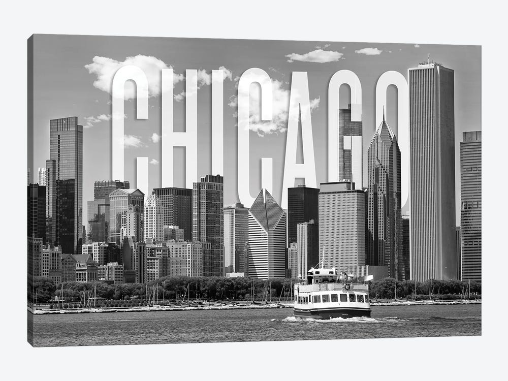 Skyline Of Chicago Monochrome by Melanie Viola 1-piece Canvas Art Print