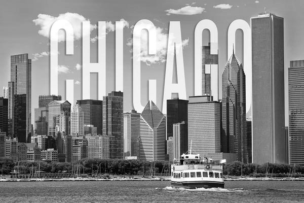 Chicago Skylines: Skyline Of Chicago Monochrome by Melanie Viola