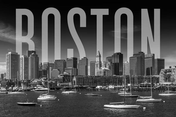 Massachusetts: Skyline Of Boston Monochrome by Melanie Viola