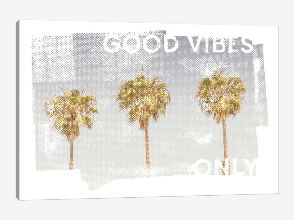 Vintage Palm Trees | Good Vibes Only by Melanie Viola 1-piece Canvas Artwork