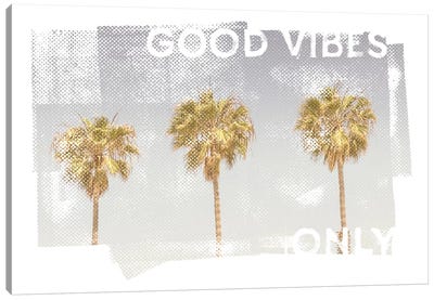 Vintage Palm Trees | Good Vibes Only Canvas Art Print - Happiness Art