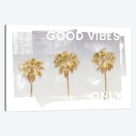 Vintage Palm Trees | Good Vibes Only Canvas Print #MEV371} by Melanie Viola Canvas Art
