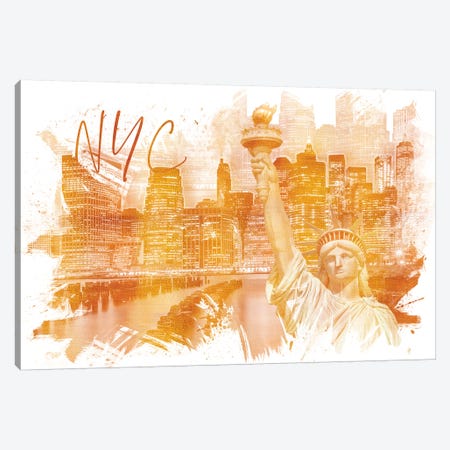 Golden Art Manhattan Collage Canvas Print #MEV372} by Melanie Viola Canvas Artwork