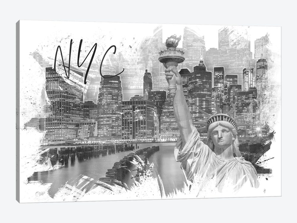 Trendy Manhattan Collage by Melanie Viola 1-piece Canvas Wall Art