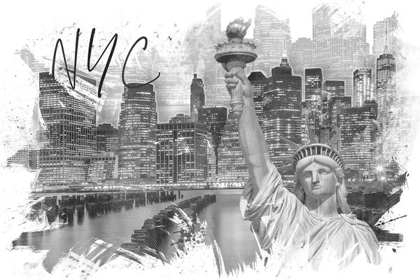 New York City Skylines: Trendy Manhattan Collage by Melanie Viola