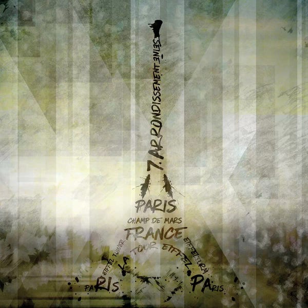Paris Typography: Digital Art Paris Eiffel Tower by Melanie Viola