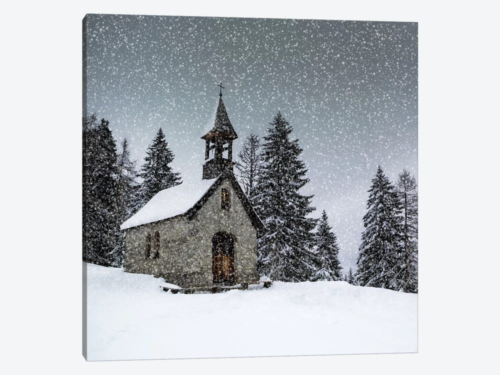 Bavarian Winters Tale Anna Chapel by Melanie Viola 1-piece Art Print