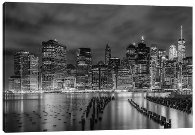 New York City Monochrome Night Impressions Canvas Art Print