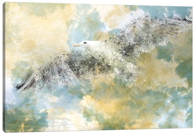 Digital Art Vanishing Seagull Canvas Art Print - Gull & Seagull Art