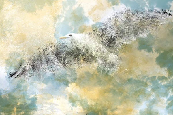 Gulls: Digital Art Vanishing Seagull by Melanie Viola