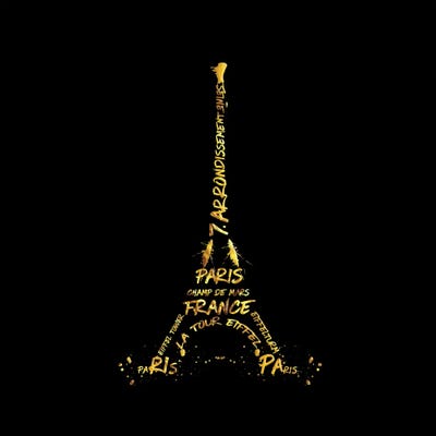 Digital Art Eiffel Tower - Black & Golden by Melanie Viola framed wall art