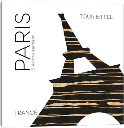 Urban Art Paris Eiffel Tower Canvas Art Print - Paris Typography