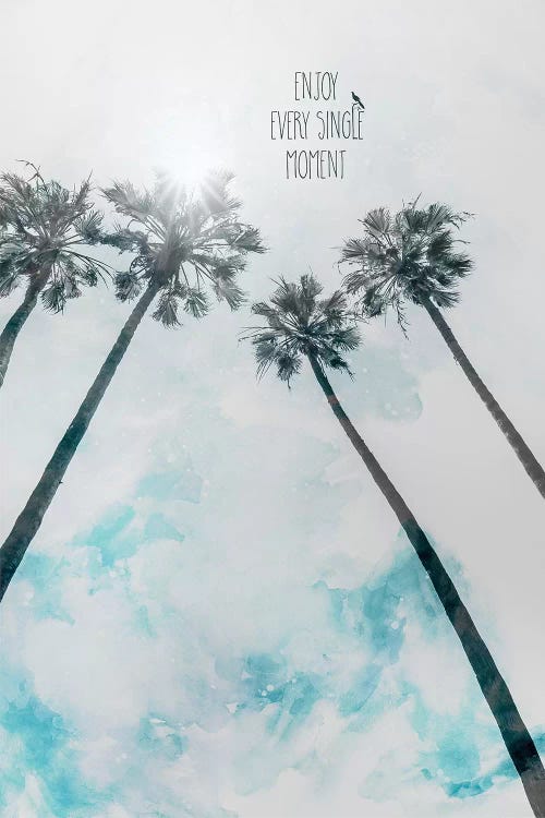 Palm Trees With Sun | Enjoy Every Single Moment by Melanie Viola wall art