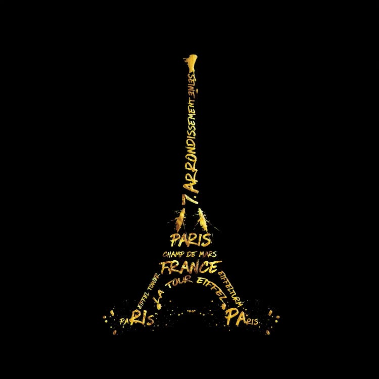 Digital Art Eiffel Tower - Black & Golden