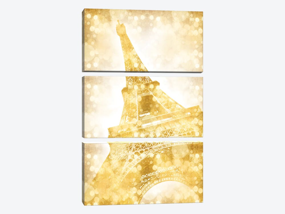 Eiffel Tower - Golden Illusion by Melanie Viola 3-piece Canvas Art
