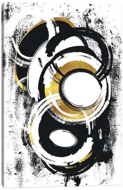 Abstract Painting No. 1 | Gold Canvas Art Print - Black, White & Gold Art