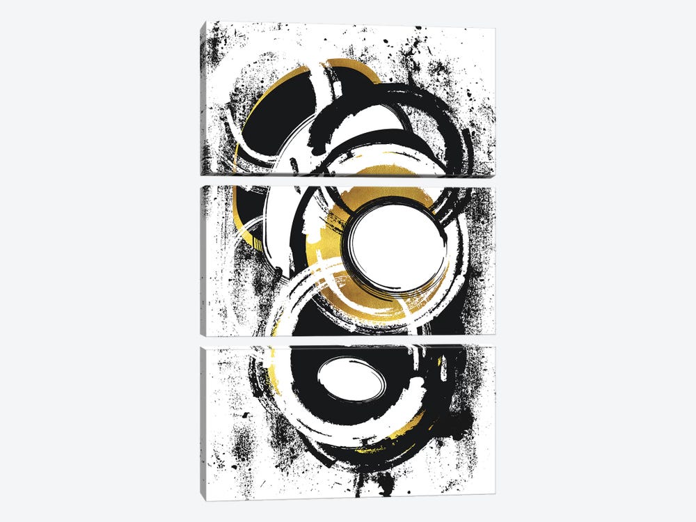 Abstract Painting No. 1 | Gold by Melanie Viola 3-piece Canvas Artwork