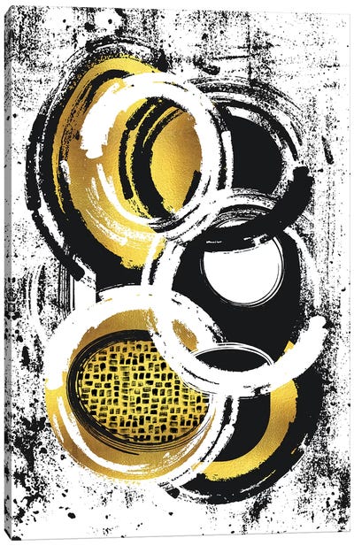 Abstract Painting No. 2 | Gold Canvas Art Print - Black, White & Gold Art