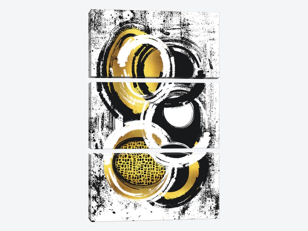 Abstract Painting No. 2 | Gold by Melanie Viola 3-piece Canvas Art Print