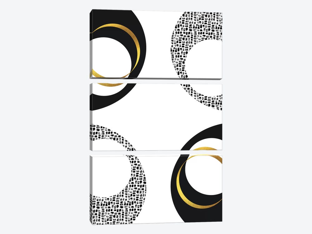 Black & White Abstract No. 7 | Gold by Melanie Viola 3-piece Canvas Wall Art