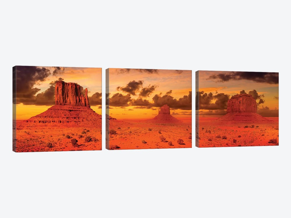 Gorgeous Monument Valley In The Evening by Melanie Viola 3-piece Art Print