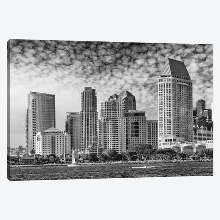 San Diego Monochrome Skyline Canvas Print #MEV416} by Melanie Viola Canvas Wall Art