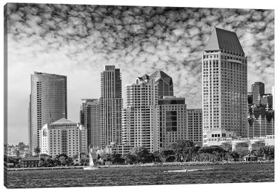 San Diego Monochrome Skyline Canvas Art Print - San Diego Skylines