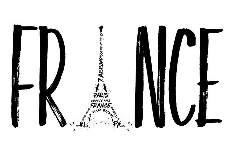 France Typography by Melanie Viola wall art