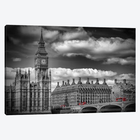 London Big Ben & Red Bus Canvas Print #MEV454} by Melanie Viola Canvas Artwork