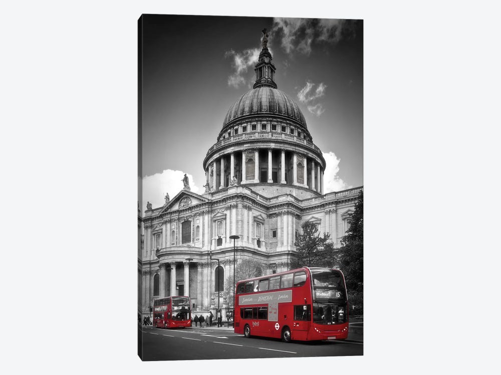 London St. Paul’S Cathedral & Red Bus by Melanie Viola 1-piece Canvas Art