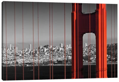 Golden Gate Bridge In Detail Canvas Art Print - Famous Bridges